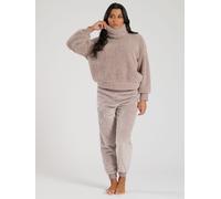 Borg Removeable Snood Jumper & Luxury Fleece Jogger Lounge Set Loungeable Pink M