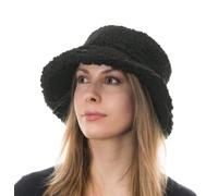 CRAGGI Borg Teddy Bucket Hat Wide Brim Black Sherpa Festival Hat
