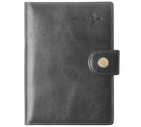 Borgasets Genuine Leather Passport Case, RFID Passport Cover with Credit Card Holder for Women and Men Family ID Travel, Premium Oil Wax Gray, OneSize, Minimalist