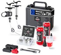 Borgen Brake Bleeding Kit PRO - for Shimano, Tektro & TRP Disc Brakes | Incl. 2x 100 ml mineral brake fluid and a video guide for easy, mess-free hydraulic disc brake bleeding at home.