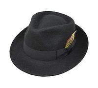 Borges & Scott Alpaca Doyle - Teardrop Fedora Hat - Premium Alpaca Wool Felt - Crushable for Travel - Water Resistant - Unisex - Black 54cm