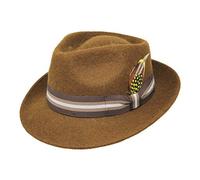 Borges & Scott Alpaca Doyle - Teardrop Fedora Hat - Premium Alpaca Wool Felt - Crushable for Travel - Water Resistant - Unisex - Brown 54cm