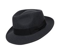 Borges & Scott B&S Premium Doyle - Teardrop Fedora Hat - 100% Wool Felt - Crushable for Travel - Water Resistant - Unisex - Dark Grey 60