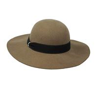 Borges & Scott B&S Premium Julia Ribbon - Wide Brim Ladies Hat - 100% Wool Felt with Ribbon Trim - Water Resistant - Kahki - 58