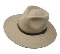 Borges & Scott B&S Premium Oatmeal Lewis - Wide Brim Fedora Hat - 100% Wool Felt - Water Resistant - Leather Band - Oatmeal - 58cm (M)