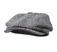 Borges & Scott Lomond Newsboy Cap - 100% Handwoven Wool - Harris Tweed - Water Resistant - Charcoal Herringbone - 56cm