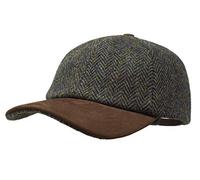 Borges & Scott Munro - Premium Baseball Cap - Harris Tweed and Nubuck Leather - Ivy Green Herringbone