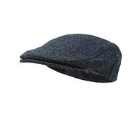 Borges & Scott Nevis Flat Cap - 100% Handwoven Wool - Harris Tweed - Water Resistant - Navy Herringbone - 58cm