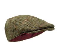 Borges & Scott Nevis Flat Cap - 100% Handwoven Wool - Harris Tweed - Water Resistant - Pine Herringbone - 58cm