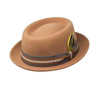 Borges & Scott Premium Defoe - Porkpie Hat with Removable Feather - 100% Wool Felt - Water Resistant - Crushable for Travel