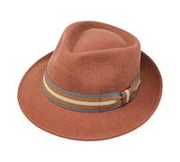 Borges & Scott Premium Doyle - Teardrop Fedora Hat - 100% Wool Felt - Crushable for Travel - Water Resistant - Unisex - Amber 62cm