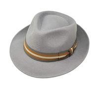 Borges & Scott Premium Doyle - Teardrop Fedora Hat - 100% Wool Felt - Crushable for Travel - Water Resistant - Unisex - Light Grey 60cm