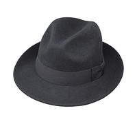 Borges & Scott Swift - Fedora - Lightweight - 100% Wool Felt - Crushable for Travel - Water Resistant - Snap Brim - Black 56cm