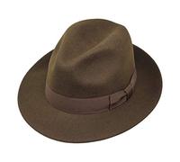 Borges & Scott Swift - Fedora - Lightweight - 100% Wool Felt - Crushable for Travel - Water Resistant - Snap Brim - Dark Brown 56cm