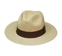 Borges & Scott The Hudson - Fedora Panama Hat - Rollable and Lightweight - Natural with Brown Ribbon - 64cm