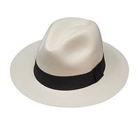 Borges & Scott The Hudson - Fedora Panama Hat - Rollable and Lightweight - White with Black Ribbon - 59cm