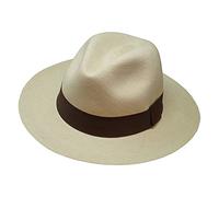Borges & Scott The Japura - Signature Fedora Panama Hat - Rollable and Lightweight - Natural with Brown Ribbon - 54cm