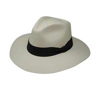 Borges & Scott The Safari - Wide Brim Panama Hat - Hand Woven and Hard Wearing - White with Black Ribbon - 58cm