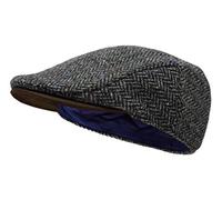 Borges & Scott The Sloan - Irish Tweed and Nubuck Leather Flat Cap - Pebble HB - Medium