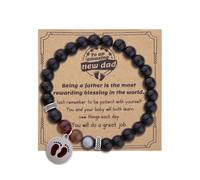 Borhmty Natural Stone Beaded Bracelet for Dad Daddy To Be Gifts for Husband Hubby, S, no gemstone