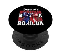 Boricua Baseball Coquette Bow Puerto Rico Design PopSockets Adhesive PopGrip