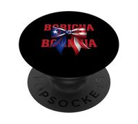 Boricua Baseball Coquette Bow Puerto Rico Design PopSockets Adhesive PopGrip