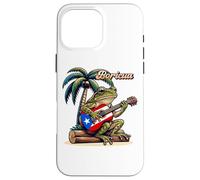 Boricua Coqui Frog Playing Guitar Under A Palm Tree Case for iPhone 16 Pro Max