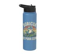 Boricua De Pura Cepa Frog Graphic Stainless Steel Insulated Water Bottle