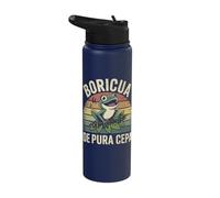 Boricua De Pura Cepa Frog Graphic Stainless Steel Insulated Water Bottle