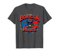 Boricua Hasta La Muerte Puerto Rican Pride Skull Flag T-Shirt, Men, Dark Heather Grey, 6XL