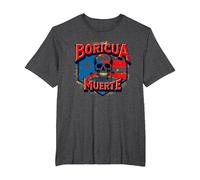 Boricua Hasta La Muerte Puerto Rican Pride Skull Flag T-Shirt, Men's Big and Tall, Dark Heather Grey, 2X Tall