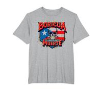 Boricua Hasta La Muerte Puerto Rican Pride Skull Flag T-Shirt, Men's Big and Tall, Heather Grey, 2X Tall