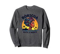 Boricua Hasta La Muerte: Puerto Rican Pride Sunset Sweatshirt, Adult Unisex, Dark Heather Grey, M