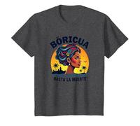Boricua Hasta La Muerte: Puerto Rican Pride Sunset T-Shirt, Kids, Dark Heather Grey, 10 Years