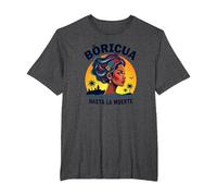 Boricua Hasta La Muerte: Puerto Rican Pride Sunset T-Shirt, Men's Big and Tall, Dark Heather Grey, 2X Tall