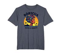 Boricua Hasta La Muerte: Puerto Rican Pride Sunset T-Shirt, Men's Big and Tall, Heather Blue, 2X Tall