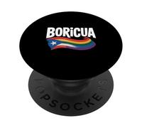 Boricua LGBTQ+ Pride Rainbow Puerto Rico Flag Pride Month PopSockets Adhesive PopGrip