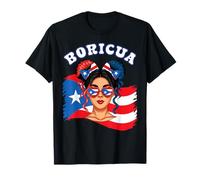 Boricua Messy Bun Puerto Rico Rican Flag Hispanic Heritage T-Shirt