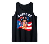 Boricua Messy Bun Puerto Rico Rican Flag Hispanic Heritage Tank Top