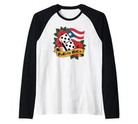 Boricua Pride with Hibiscus and Domino Raglan Baseball Tee