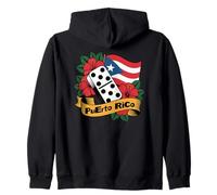 Boricua Pride with Hibiscus and Domino Zip Hoodie