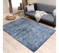 BORING PANDA Rustic Rug - Low Pile Area Rug for Living Room, Bedroom, and Kitchen - Soft, Durable, Pet-Friendly, Easy Maintenance [Navy, 200 x 290 cm]