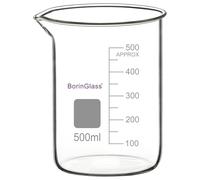 BorinGlass Borosilicate Glass Beaker 500ml, Low Form Griffin Graduated Measuring Beaker with Drip-Free Spout for Precise Pouring & Mixing in Lab Experiments