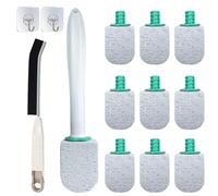BORISCA 10 Pcs Pumice Stone For Toilet Cleaning + Cleaning Brush + 2 Hooks, Replaceable Set Toilet Pumice Stone for Cleaning with Handle for Cleaning Toilet, Pool, Bathroom, Limescale Remover