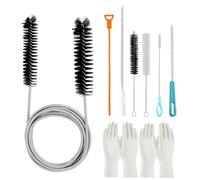 BORISCA 11 Pcs Drain Cleaner Tool Set, Reusable 200cm Double-Ended Sewer Pipe Cleaner Brush, Outdoor & Plug Unblocker for Kitchen, Bathroom, Toilet
