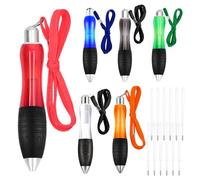 BORISCA 12+6 PCS Big Fat Ballpoint Pens, 6 PCS Big Fat Heavy Weighted Pens + 12 Replacement Pens 6 Colours Lanyard Handwriting Pen Easy to Grip Suitable for the Elderly, Arthritis, Hand Tremor People