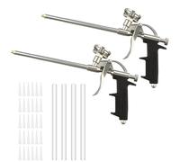 BORISCA 2 Pcs Extended Spray Foam Insulation Gun with 30 Nozzles & 4 Long Pipes, Foam Dispensing Guns, Spray Foam Gun for Caulking, Filling, Sealing
