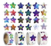 BORISCA 2000 Pcs Star Sticker for Kids Reward, 0.98x0.98 in Golden Star Stickers, Multicolor Holographic Shiny Incentive Silver Stars Stickers for Crafts and Activities