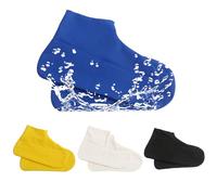 BORISCA 4 Pairs Latex Rain Shoe Cover, Reusable Rain Shoe Covers for Shoes, Anti-slip Waterproof Shoe Covers for Outdoor Cycling Hikin, Non-slip Waterproof Rain Shoe Cover Four Colors (UK 7-10)