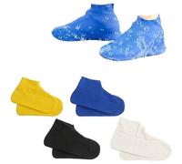 BORISCA 4 Pairs Latex Rain Shoe Cover Size M, Reusable Rain Shoe Covers, Anti-slip Waterproof Shoe Covers for Outdoor Cycling Hikin, Non-slip Waterproof Rain Shoe Cover Four Colors (B, L)